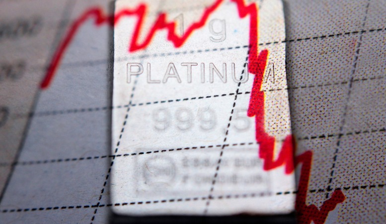 platinum bar and financial chart