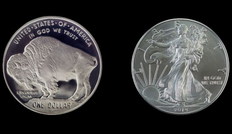 silver buffalo round and american silver coin