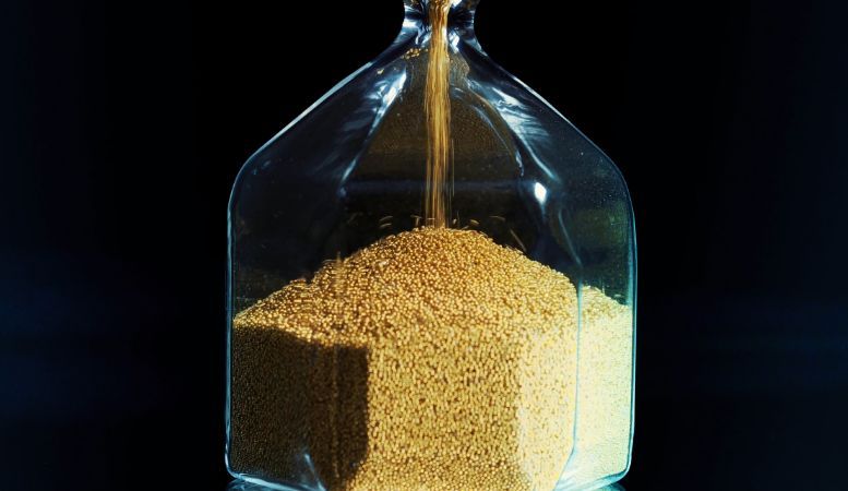 golden sand inside transparent hourglass